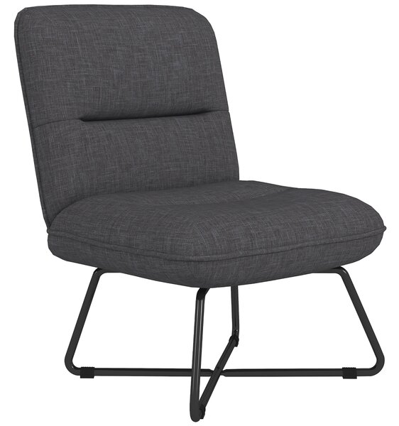 Poltrona Imbottita 61x68x83,5 cm in Tessuto Grigio Scuro