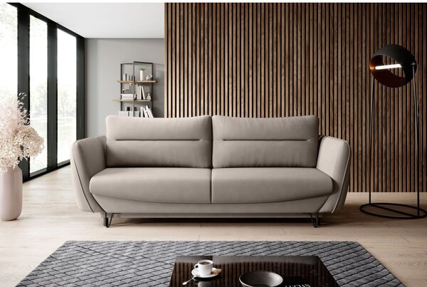 Divano beige allungabile/con contenitore e rivestimento in ciniglia 236 cm Silva – ELTAP