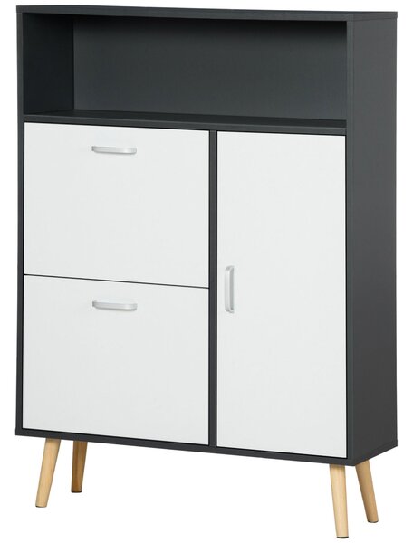 Scarpiera Salvaspazio 8 Paia 80x25,5x112,5 cm in Legno Truciolare Grigio e Bianco