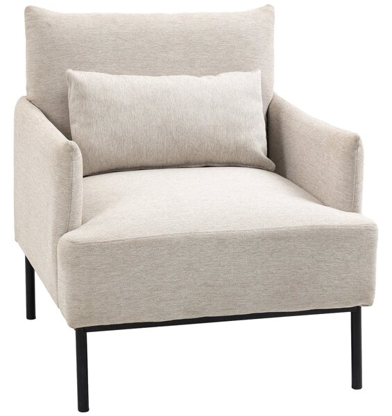 Poltrona Imbottita 73x81x82 cm in Tessuto Effetto Lino Bianco Crema
