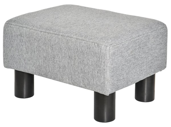 Pouf Poggiapiedi Imbottito 40x30x24 cm in Tessuto Effetto Lino Grigio
