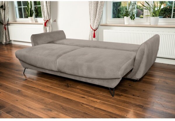 Divano beige allungabile/con contenitore e rivestimento in ciniglia 236 cm Silva – ELTAP