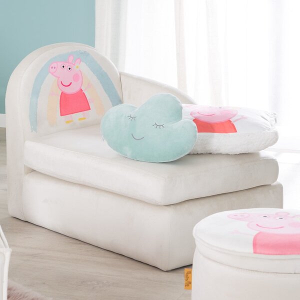 Divano per bambini in velluto bianco 75 cm Peppa Pig - Roba