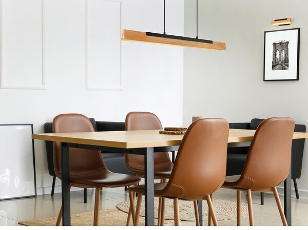 Lampadario LED nero opaco con paralume in legno Kerala – Trio