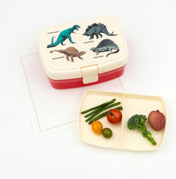 Portapranzo per bambini rosso/color crema Prehistoric Land – Rex London