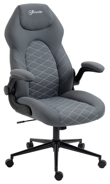 Sedia da Ufficio Direzionale 65,5x69,5x112-122 cm in Poliestere Grigio Scuro
