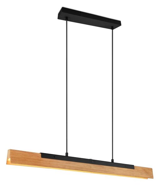Lampadario LED nero opaco con paralume in legno Kerala – Trio