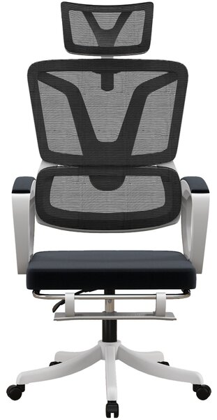 Sedia da Ufficio Direzionale 66x58x110-118 cm con Poggiapiedi e Poggiatesta in Tessuto Effetto Lino Nero