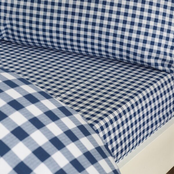 Set copripiumino e federa blu scuro per letto matrimoniale/per letto esteso 3 pezzi 230x220 cm Bamford Gingham Check – Catherine Lansfield
