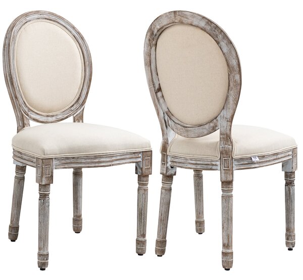 Set 2 Sedie 51x55x 96 cm in Legno e Tessuto Crema