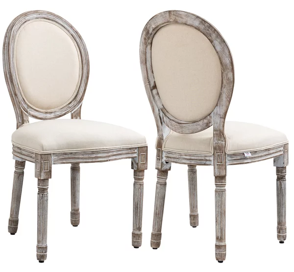 Set 2 Sedie 51x55x 96 cm in Legno e Tessuto Crema