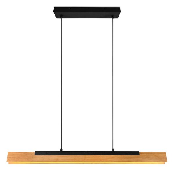 Lampadario LED nero opaco con paralume in legno Kerala – Trio