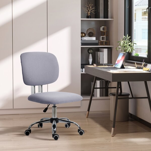 Sedia da Ufficio Operativa 48x53x80-90 cm in Tessuto Effetto Lino Grigio