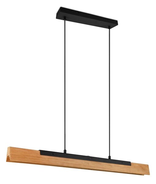 Lampadario LED nero opaco con paralume in legno Kerala – Trio