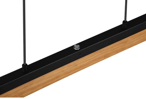 Lampadario LED nero opaco con paralume in legno Kerala – Trio