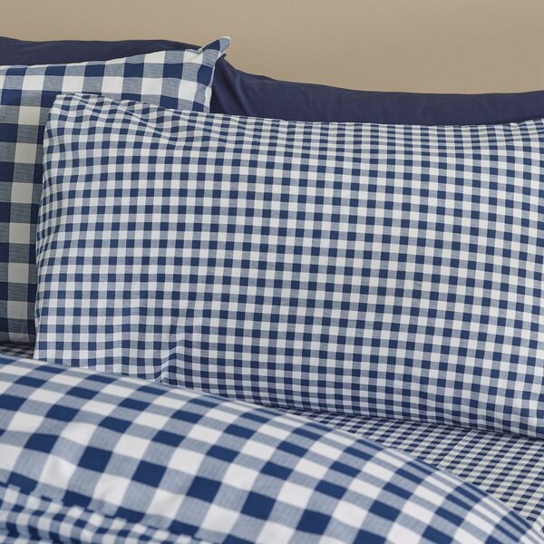 Set copripiumino e federa blu scuro per letto matrimoniale/per letto esteso 3 pezzi 230x220 cm Bamford Gingham Check – Catherine Lansfield