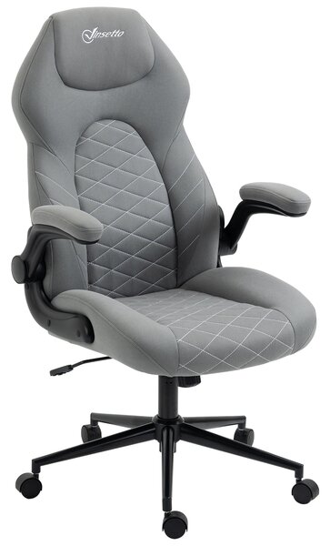 Sedia da Ufficio Direzionale 65,5x69,5x112-122 cm in Poliestere Grigio Chiaro