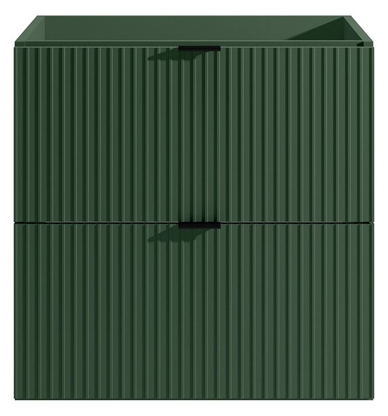 Mobile sotto lavabo sospeso con scanalature - Verde opaco - 60 cm - ZEVINI