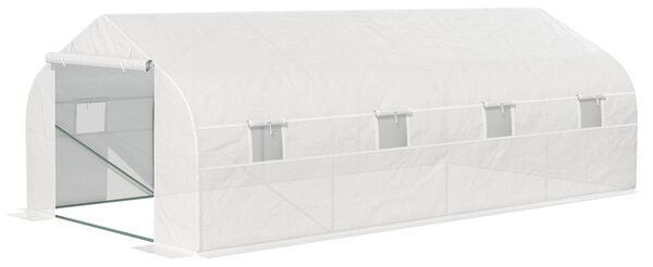 Serra per Piante Verticale 4 Ripiani 6x3x2m Rivestimento in PE Bianco