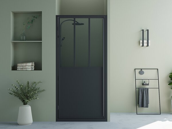 Porta per doccia girevole 80 x 195 cm Nero opaco Stile atelier - URBANIK