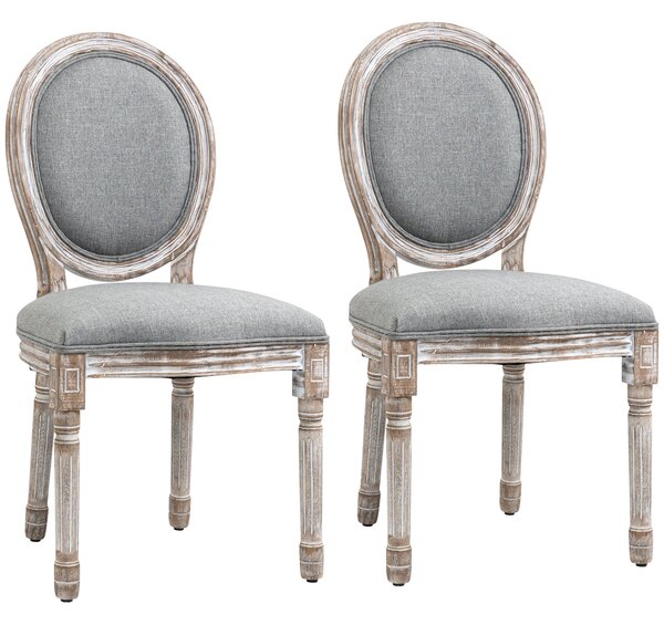 Set 2 Sedie 51x55x 96 cm in Legno e Tessuto Grigio