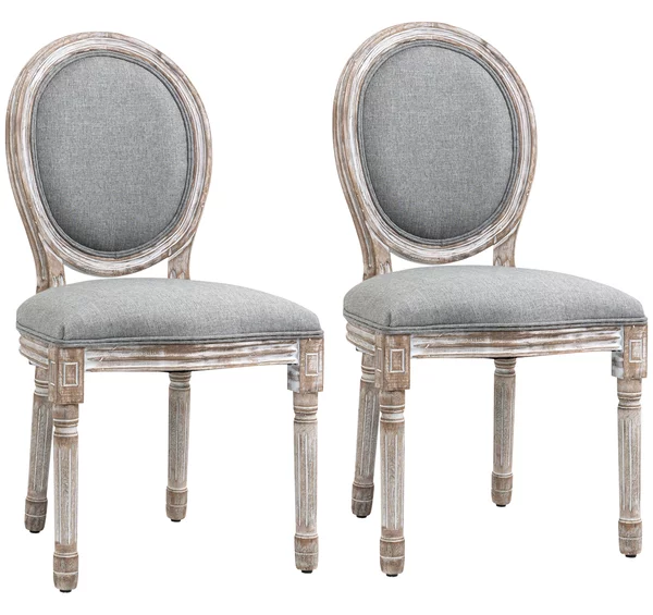 Set 2 Sedie 51x55x 96 cm in Legno e Tessuto Grigio