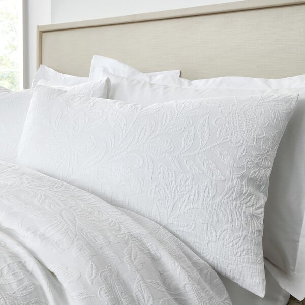 Set copripiumino e federa bianco in jacquard per letto singolo 135x200 cm Fleur Matelassé – Bianca