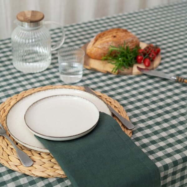 Tovaglia in lino 140x250 cm Forest Green Gingham – Linen Tales