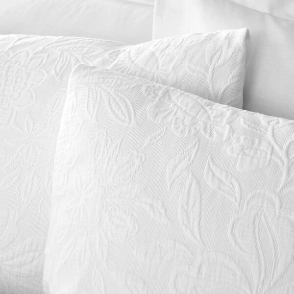 Set copripiumino e federa bianco in jacquard per letto singolo 135x200 cm Fleur Matelassé – Bianca
