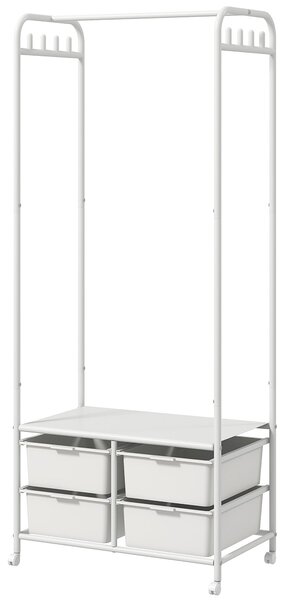 Stender Appendiabiti con Scarpiera a 4 Cesti 63x37x153 cm in Acciaio e Plastica Bianco