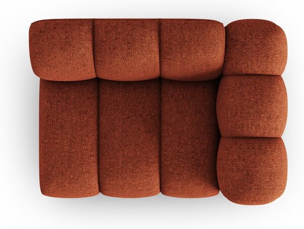 Chaise longue color mattone (con penisola a destra) con rivestimento in ciniglia Lupine – Micadoni