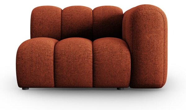 Chaise longue color mattone (con penisola a destra) con rivestimento in ciniglia Lupine – Micadoni