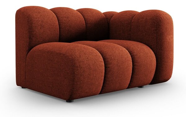 Chaise longue color mattone (con penisola a destra) con rivestimento in ciniglia Lupine – Micadoni