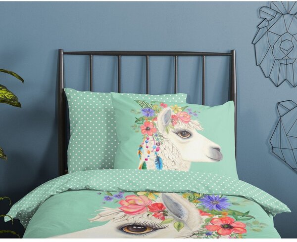 Set copripiumino e federa da bambini color menta in cotone per letto singolo ed esteso 140x220 cm Joey – Good Morning
