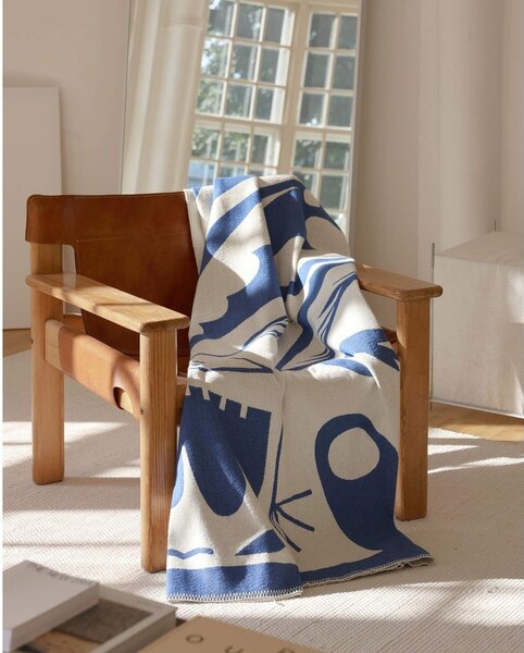 Coperta blu 165x200 cm Lino – noo.ma
