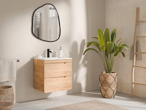 Mobile bagno sospeso con lavabo da incasso 60 cm Naturale - ARUBA