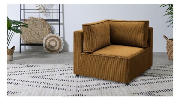 Modulo divano variabile in velluto a coste color senape Nihad modular - Bobochic Paris