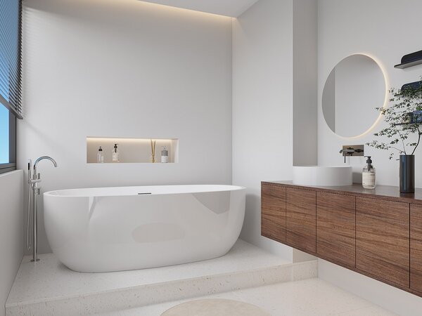 Vasca da bagno freestanding - 170 x 80 x 58 cm - Acrilico - Bianco - 238 L - NICA
