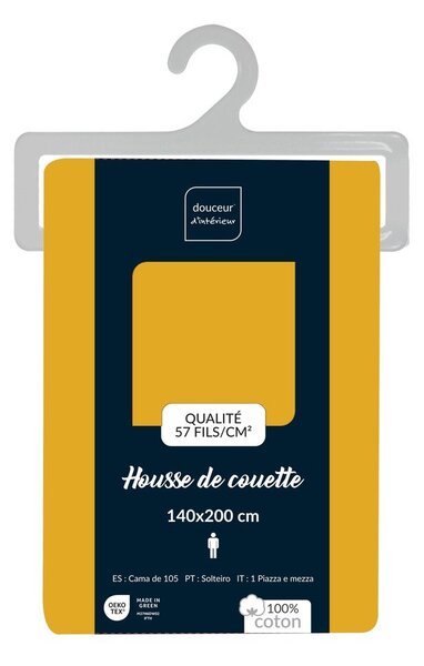 Copripiumino giallo in cotone per letto singolo 140x200 cm Lina – douceur d'intérieur