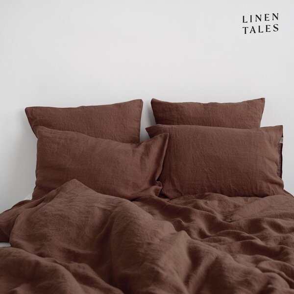 Set copripiumino e federa marrone scuro in lino per letto singolo 140x200 cm Chocolate – Linen Tales