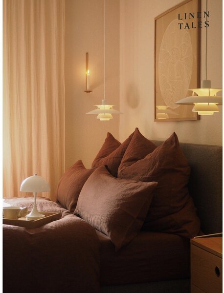Set copripiumino e federa marrone scuro in lino per letto singolo 140x200 cm Chocolate – Linen Tales