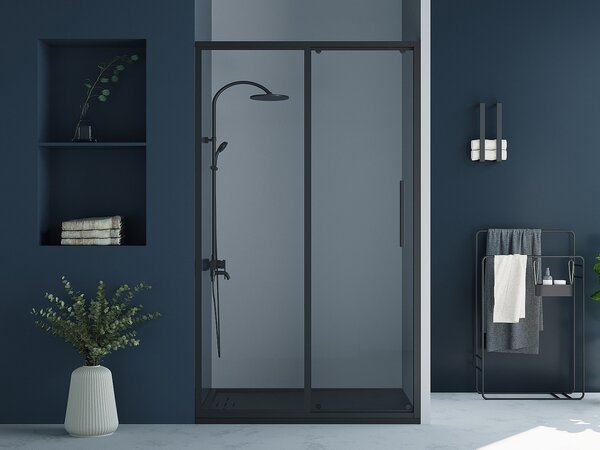 Porta per doccia scorrevole nero opaco stile industriale 140 x 195 cm - TORONI