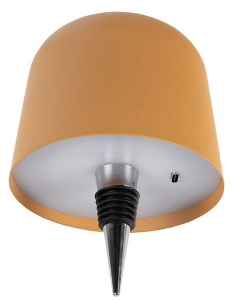 Lampada da tavolo LED a bottiglia giallo ocra con paralume in metallo (altezza totale 13 cm) Cone Hat LED – Leitmotiv