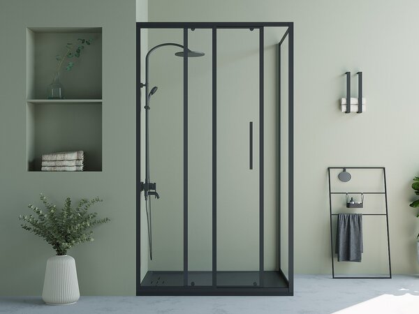 Porta per doccia fissa con porta scorrevole 120 x 80 x 195 cm Nero opaco Stile industriale - TORONI