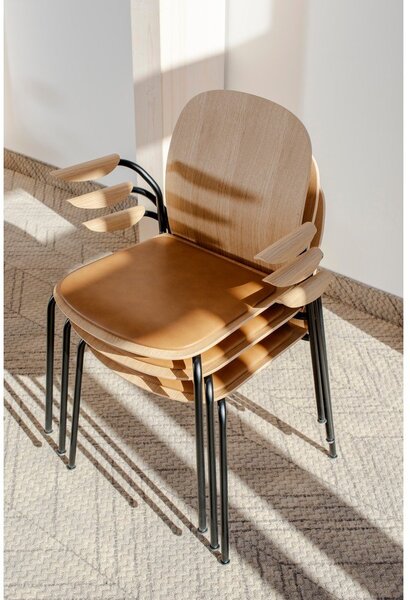 Sedie da pranzo in set di colore naturale con effetto rovere con braccioli/impilabili 2 pz Book – Gazzda