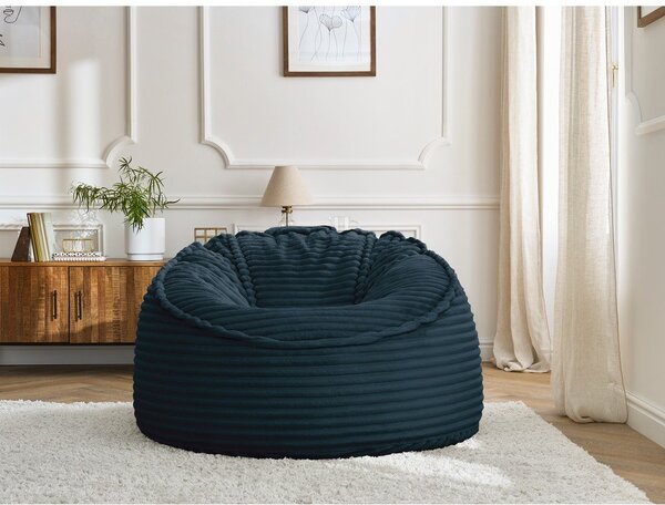 Puof a sacco blu scuro con rivestimento in velluto a coste Socrate – Bobochic Paris