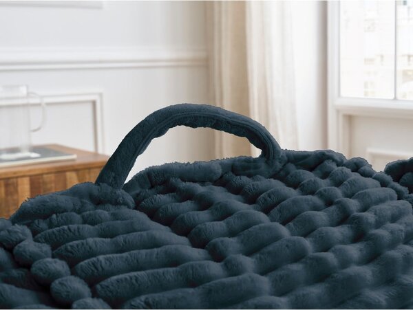 Puof a sacco blu scuro con rivestimento in velluto a coste Socrate – Bobochic Paris