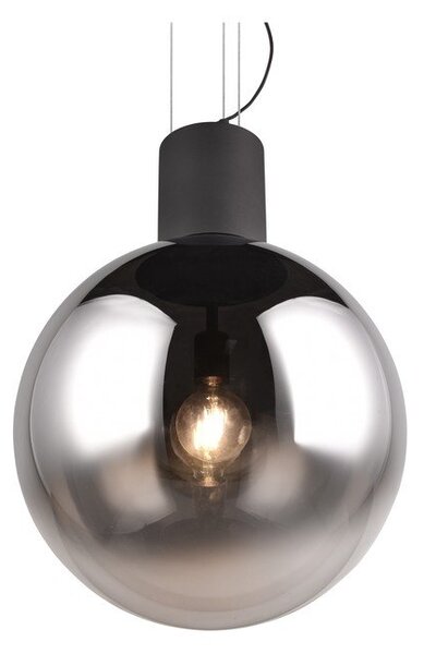 Apparecchio a sospensione LED nero con paralume in vetro ø 50 cm Cipallone - CINQUE