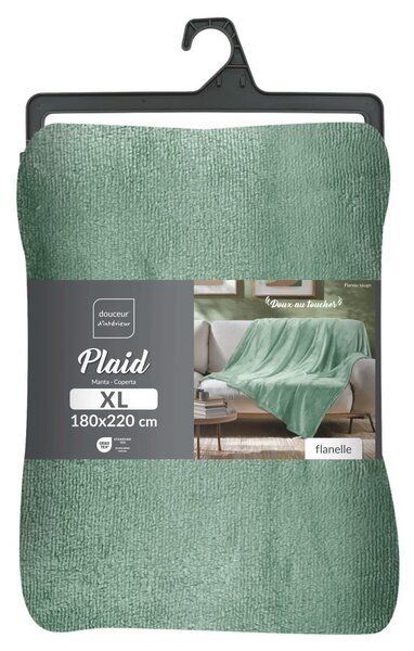 Coperta verde chiaro in microflanella 180x220 cm Flanou – douceur d'intérieur