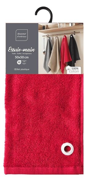 Asciugamano tipo terry rosso in cotone 50x50 cm Cuistot – douceur d'intérieur